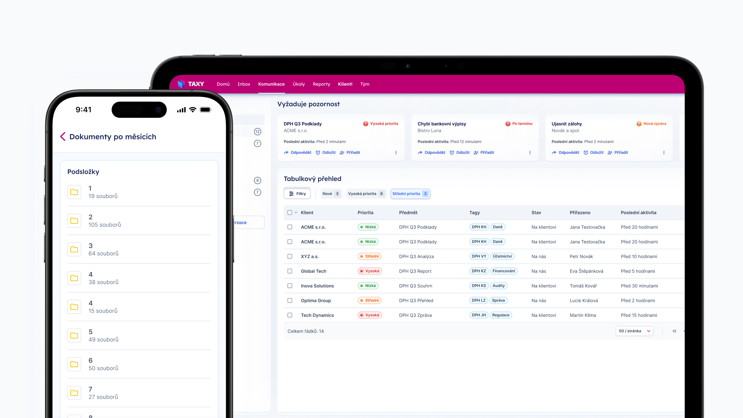 Mobilní aplikace TAXY a dashboard webové aplikace