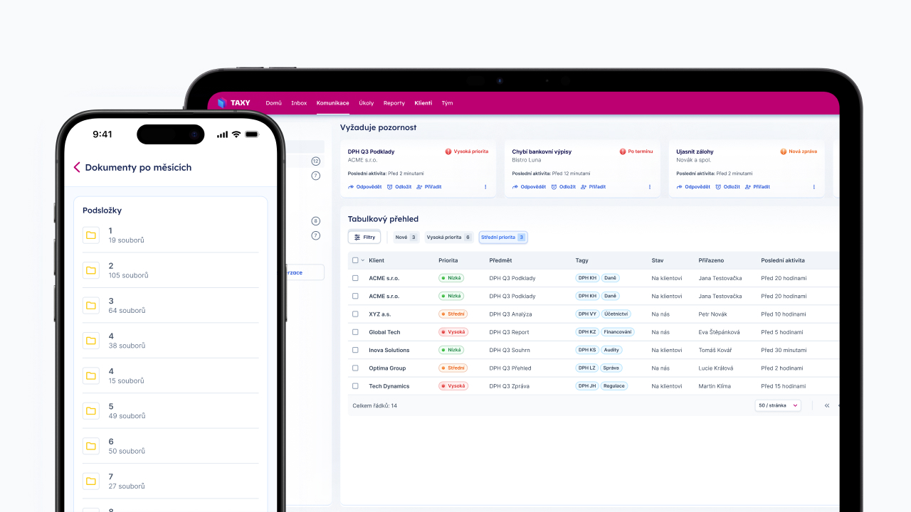 Mobilní aplikace TAXY a dashboard webové aplikace